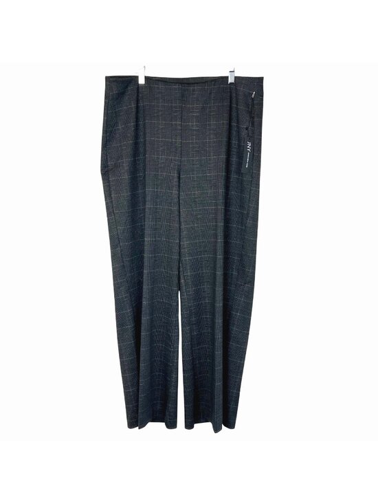 Jones New York Pants - Jones New York Womens Pull-On Wide Leg Plaid Pants Sz 1X Gray Black/Gray NWT's